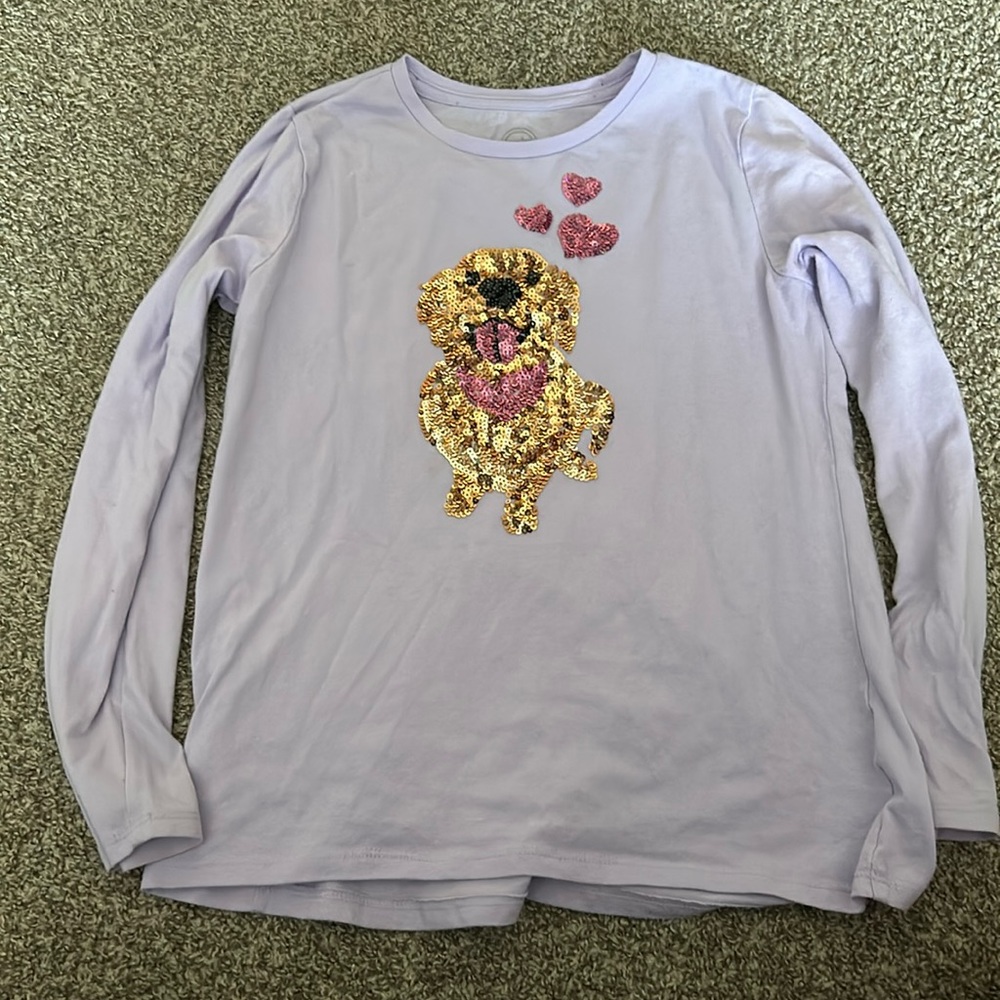 Purple dog long sleeve kids t-shirt